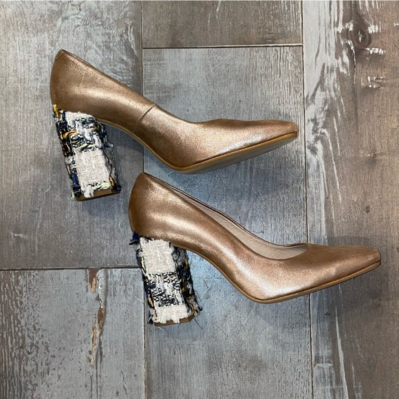 Anthropologie leather and tweed block heels - Picture 5 of 13